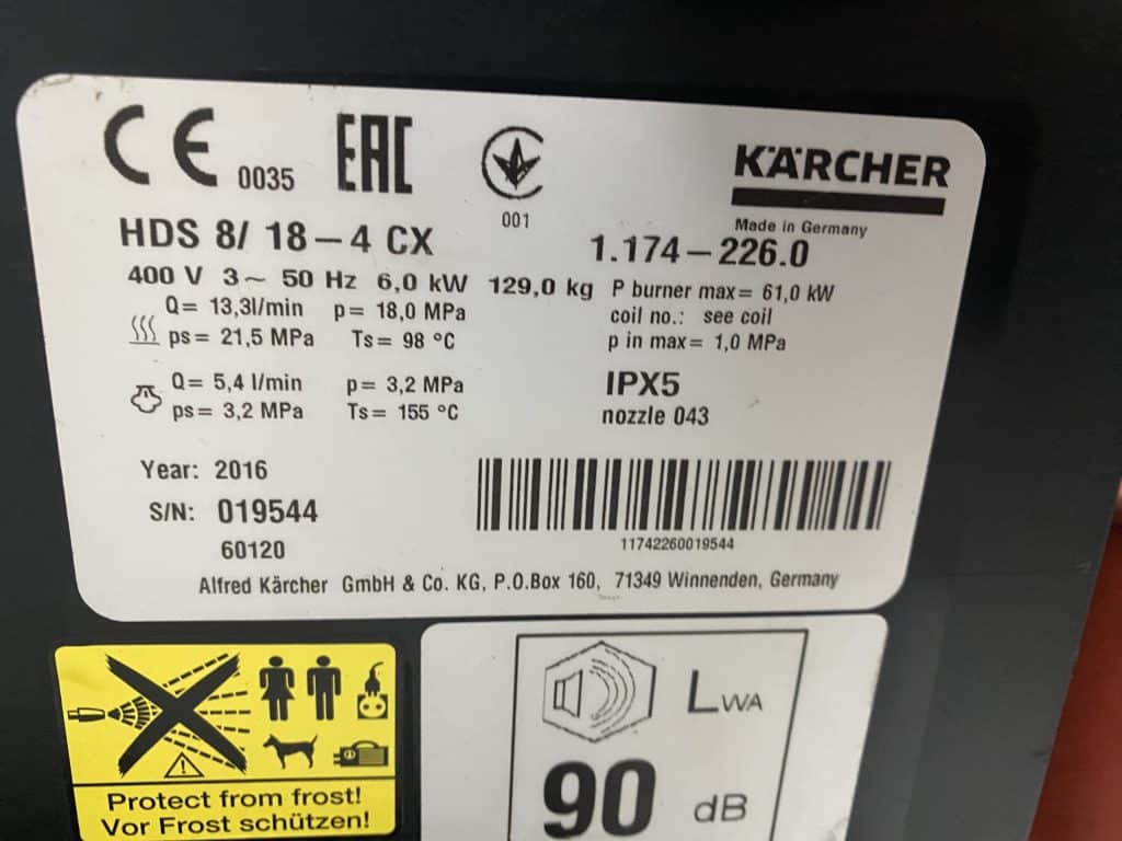 KARCHER WARMWATER HOGEDRUKREINIGER HDS 8/18-4 CX 400V