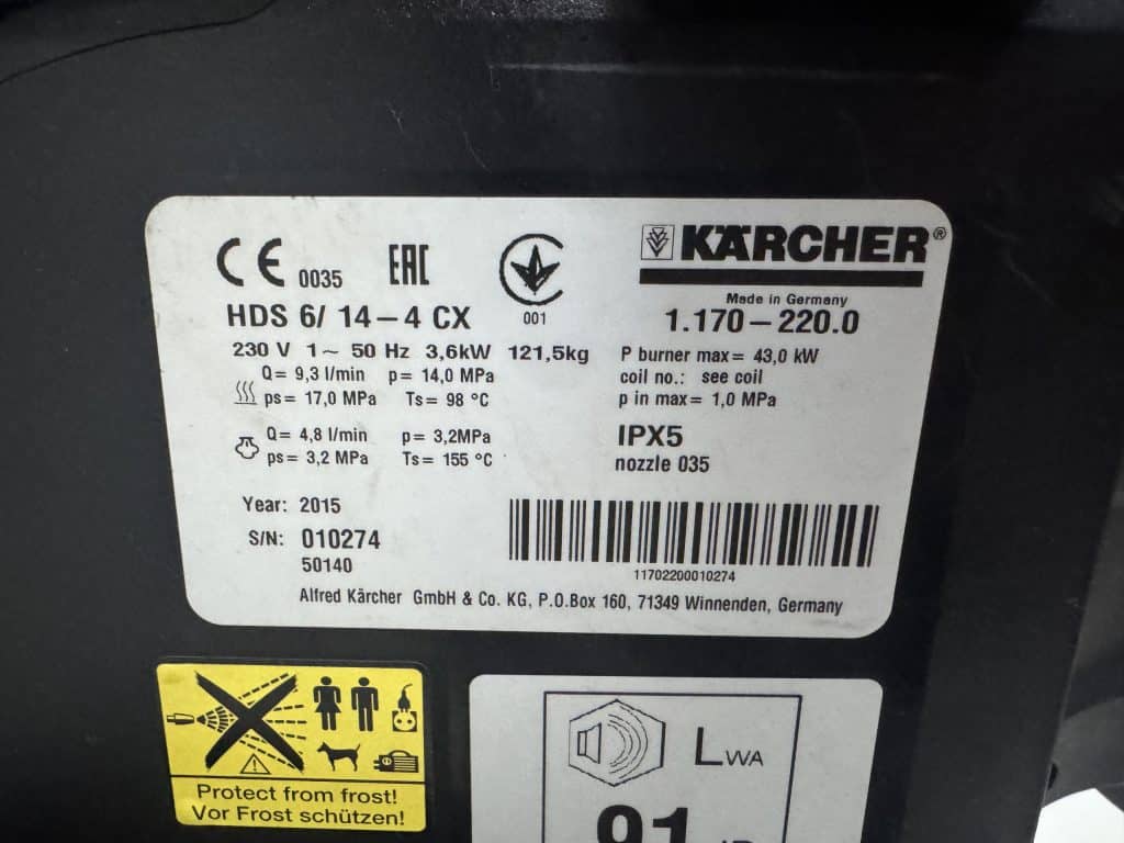 KARCHER WARMWATER HOGEDRUKREINIGER HDS 6/14 CX 230V