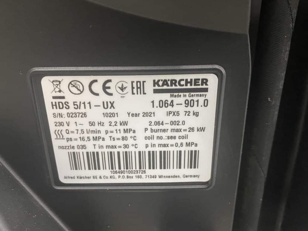 KARCHER HOGEDRUKREINIGER WARMWATER HDS 5/11 UX