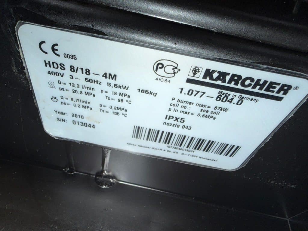 KARCHER WARMWATER HOGEDRUKREINIGER HDS 8/18-4 M 400V