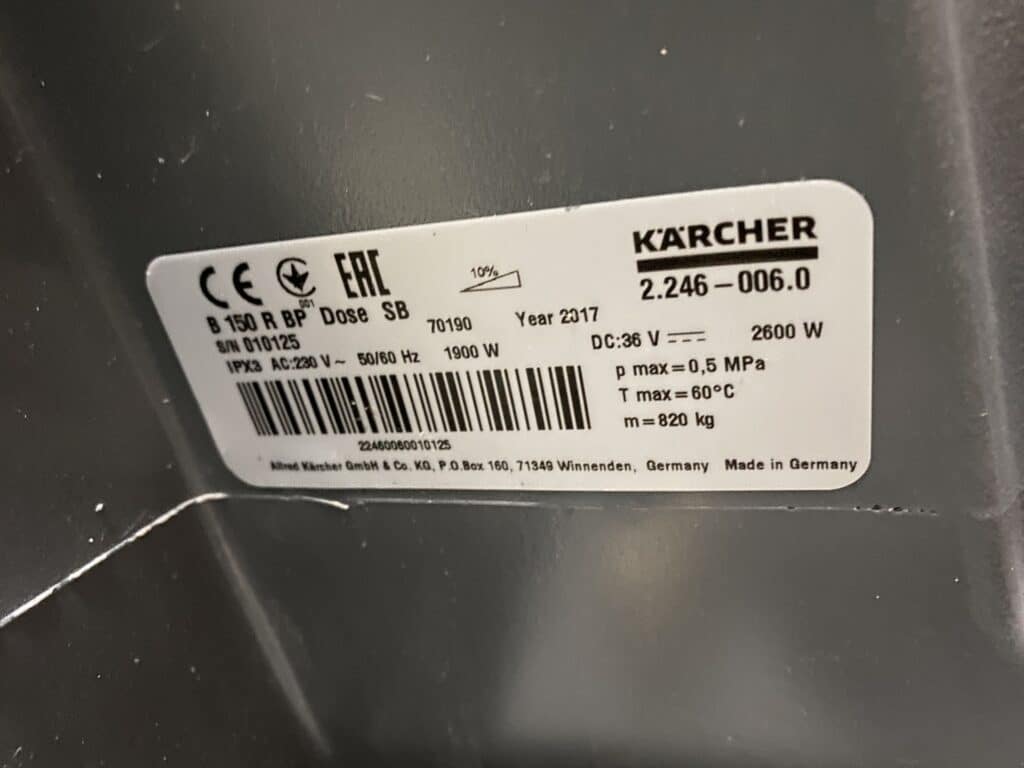 KARCHER SCHROBMACHINE B 150 R Bp Dose SB D90 2017