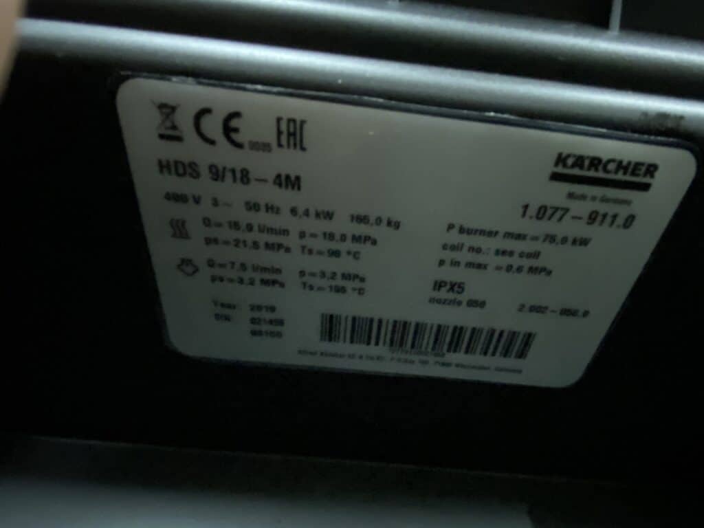 KARCHER HOGEDRUKREINIGER WARMWATER HDS 9/18-4 M 400V