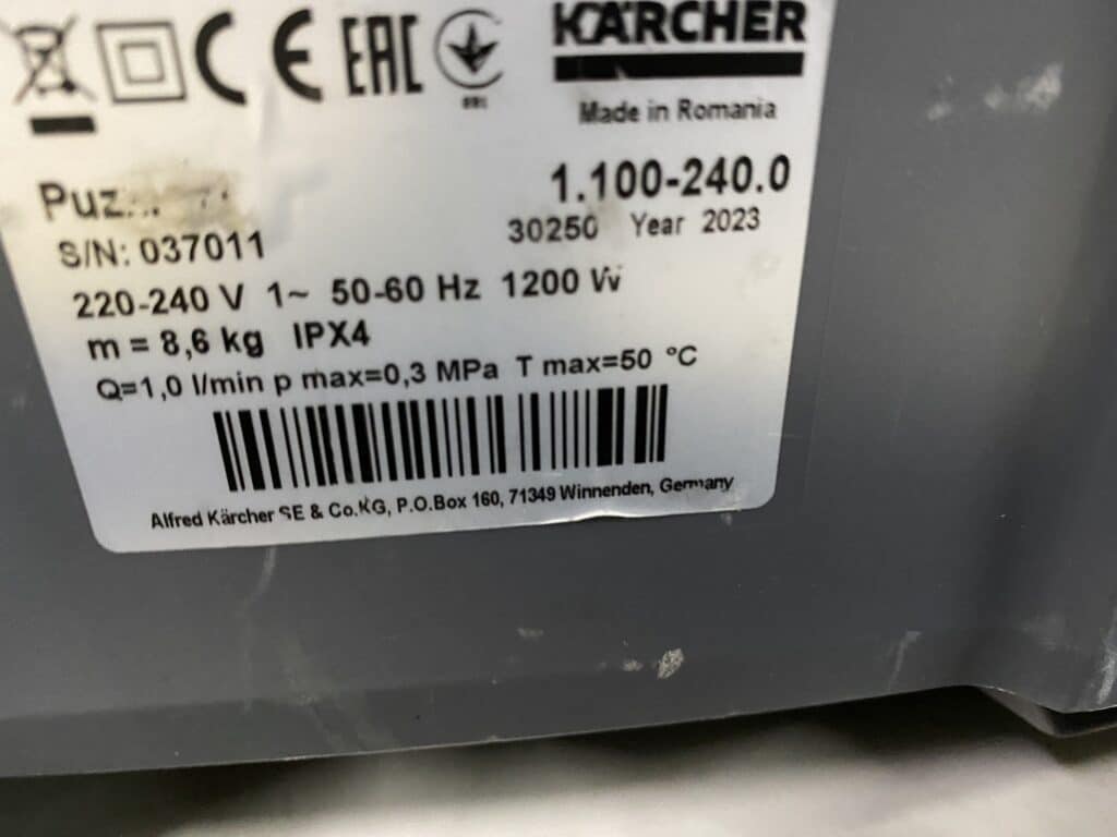 KARCHER SPROEI-EXTRACTIE BEKLEDINGREINIGER Puzzi 8/1 2023