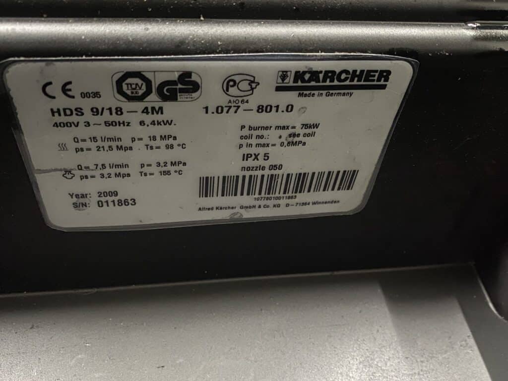KARCHER WARMWATER HOGEDRUKREINIGER HDS 9/18-4 M 400V
