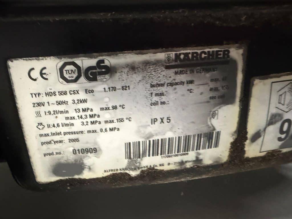 KARCHER WARMWATER HOGEDRUKREINIGER HDS 558 CSX 230 Volt