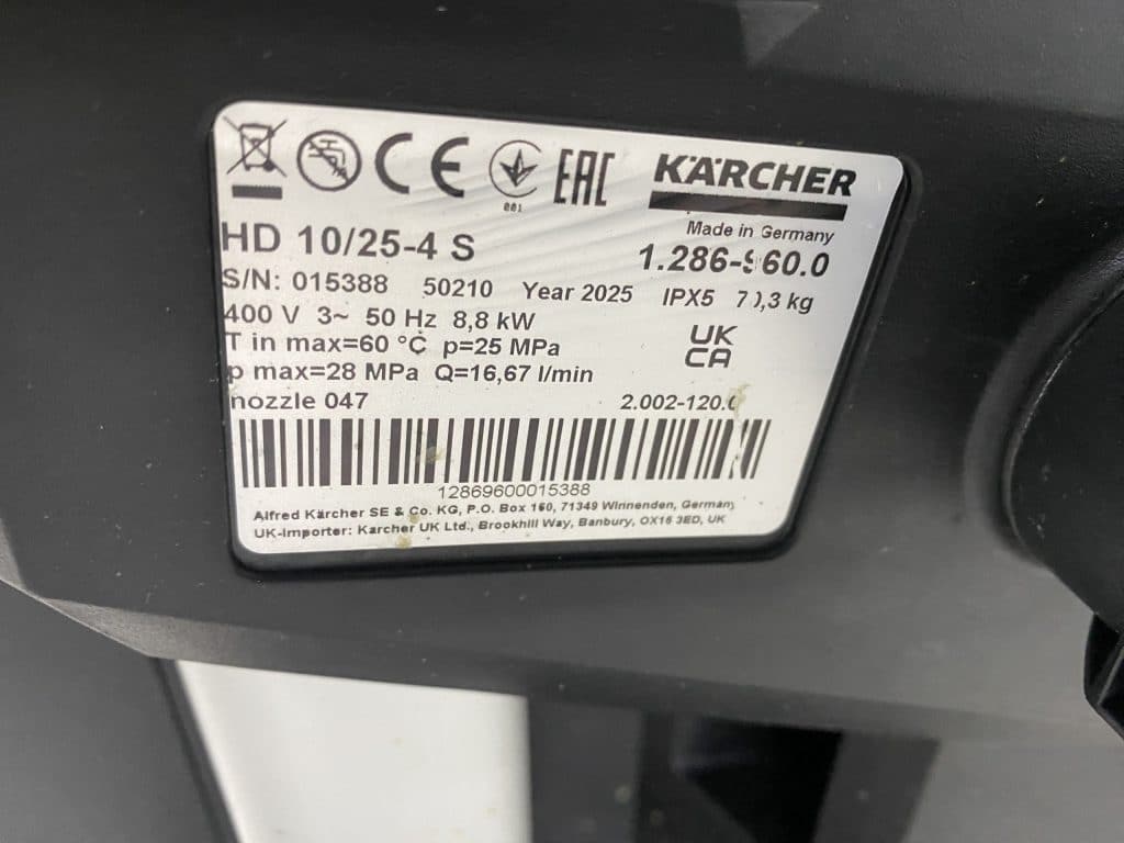 KARCHER KOUDWATER HOGEDRUKREINIGER HD 10/25-4 S 250 BAR