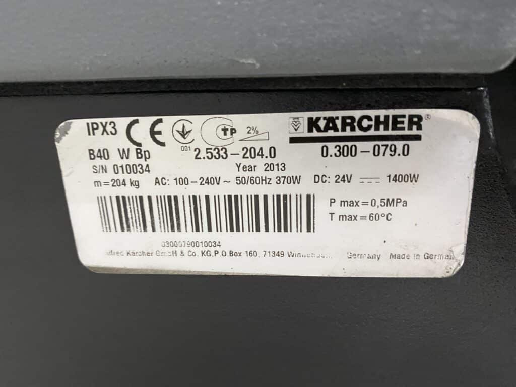 KARCHER SCHROB-/ZUIGMACHINE B 40 W Bp