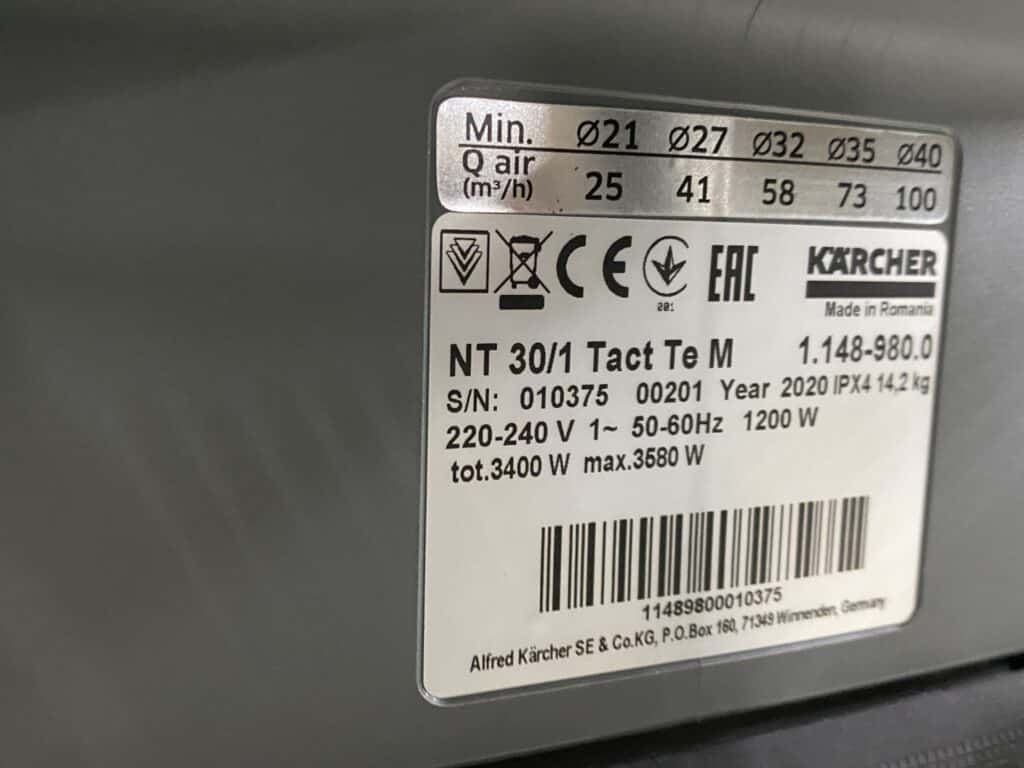 KARCHER Nat/droog stofzuiger NT 30/1 Tact Te M (Model 2020)