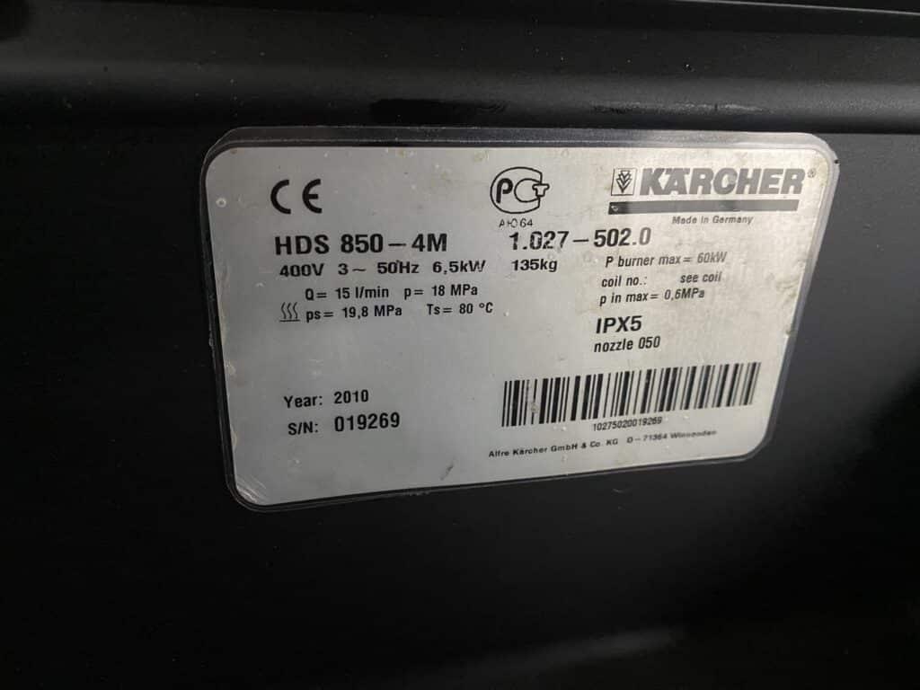 KARCHER HDS 850-4 M WARMWATER HOGEDRUKREINIGER 400V