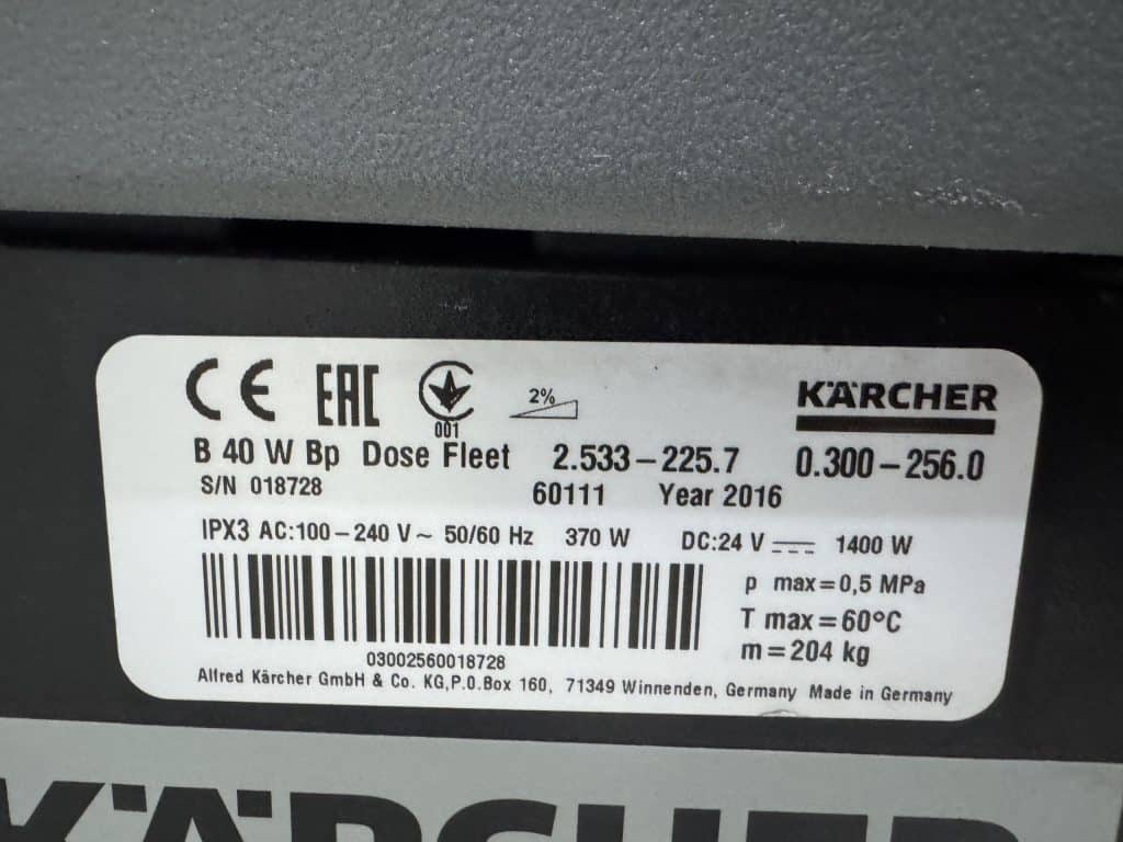 KARCHER SCHROB-/ZUIGMACHINE B 40 W Bp Dose Fleet