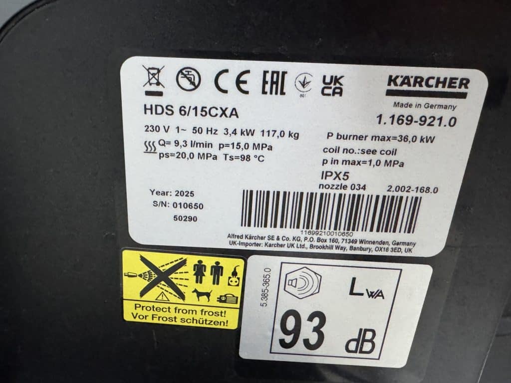 KARCHER WARMWATER HOGEDRUKREINIGER HDS 6/15 CXA