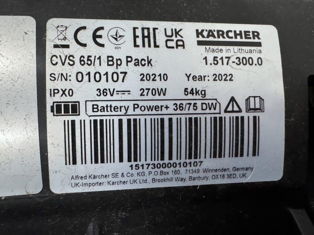 KARCHER Tapijstofzuiger CVS 65/1 Bp